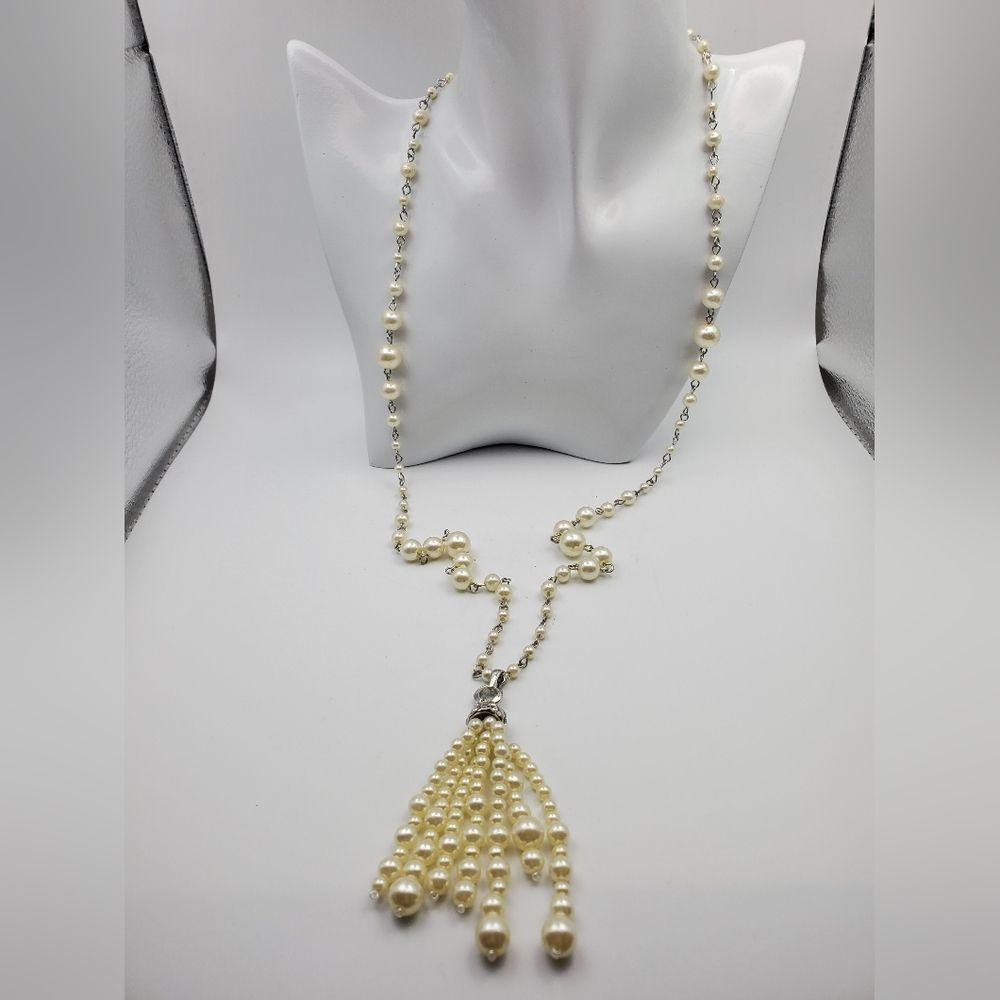 Bridal tassel pearl elegant‎ necklace N0314